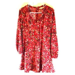 Loft Red Floral Dress